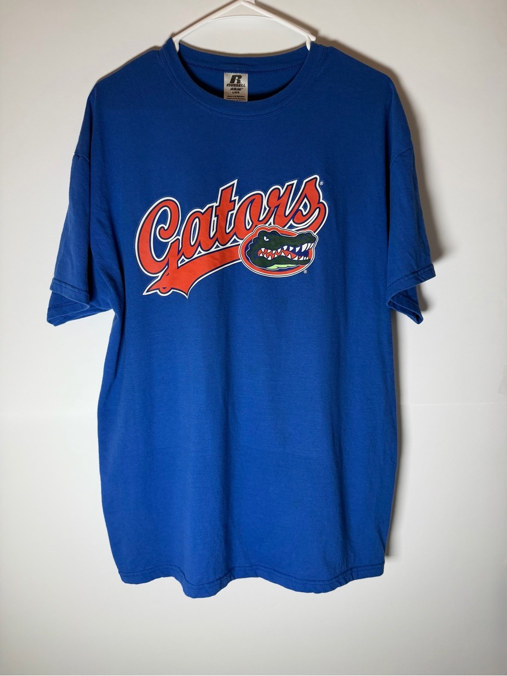 Vintage Russell Athletic NuBlend Florida Gators Blue Graphic Mens T-shirt Size L